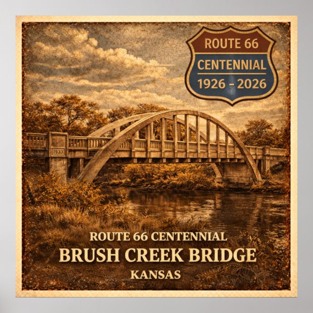 Poster Ponte Kansas Route 66 Brush Creek (Frente)