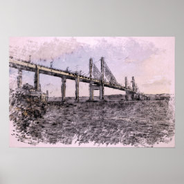 Poster Ponte Kessock Inverness Aquarela Artística