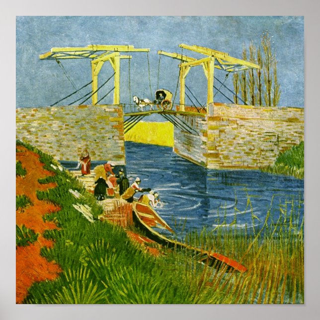 Póster Ponte Langlois em Arles Van Gogh Fine Art (Frente)
