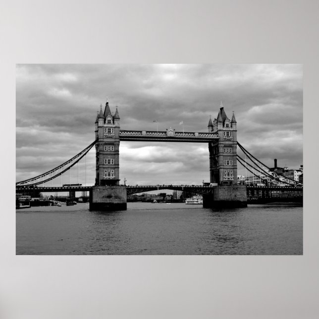 Póster Ponte Londres em preto e branco (Frente)