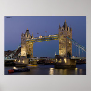 Póster Ponte Londres Inglaterra da torre no crepúsculo