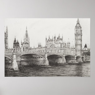 Póster Ponte Londres Reino Unido de Westminster.