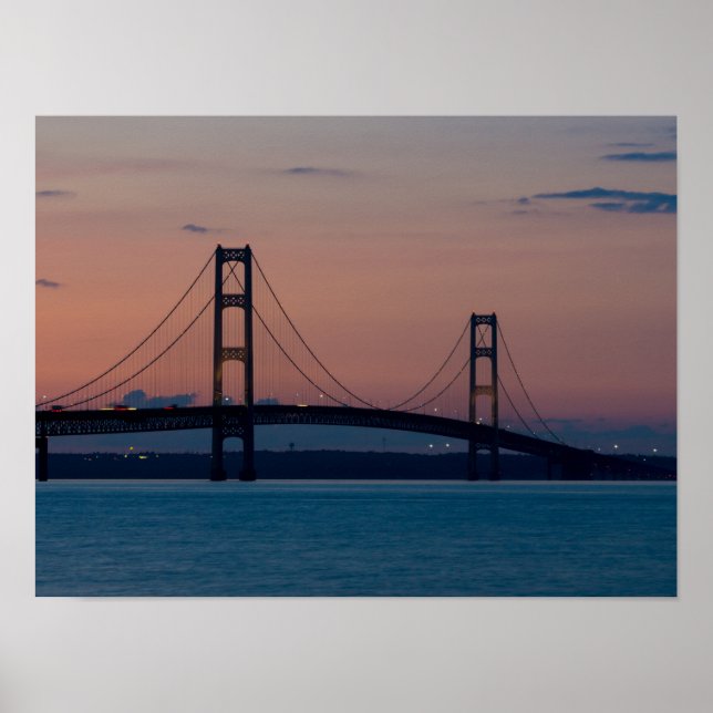 Póster Ponte Mackinac Em Dusk (Frente)