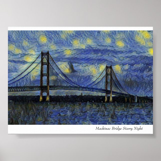 Poster Ponte Mackinac Starry Night (Frente)