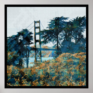 Póster Ponte mágica Blue_orange do por do sol