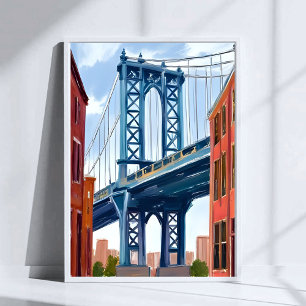 Poster Ponte Manhattan Pintura Cidade de Nova York