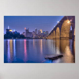 Póster Ponte Minneapolis Stone Arch em Twilight