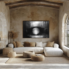 Poster Ponte Misteriosa Sobre Águas Serenes - Monocromo