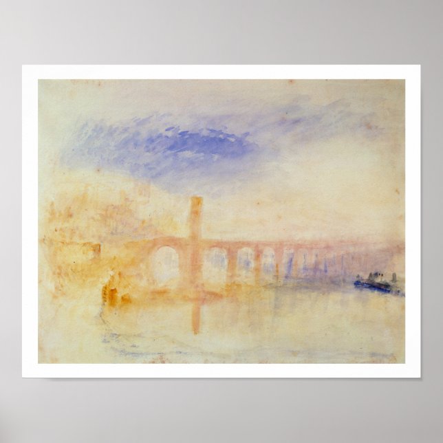 Póster Ponte Moselle, Coblenz, c.1842 (c/c e grafite) (Frente)