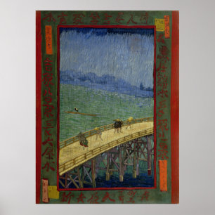 Póster Ponte na chuva após Hiroshige por Vincent van Gog