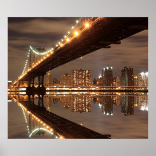 Poster Ponte na noite, Nova Iorque de Manhattan