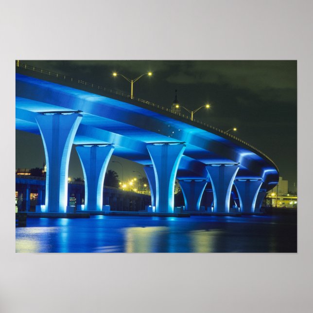 Póster Ponte noturna no Porto de Miami, Flórida (Frente)