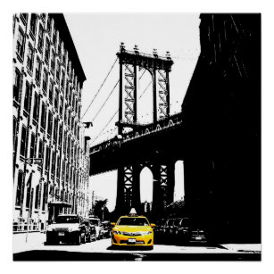 Póster Ponte Nova Iorque Nyc Yellow Taxi Brooklyn