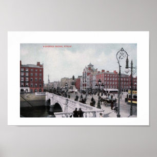 Poster Ponte O'Connell, Dublin, Irlanda, Vintage