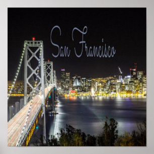 Poster Ponte Ouro do Portão Noturno de San Francisco