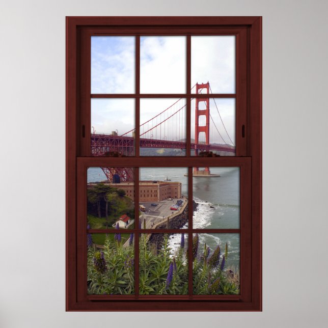Poster Ponte ouro Faux Cherry Wood Window (Frente)