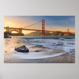 Poster Ponte ouro-Portão em São Francisco ao pôr do sol