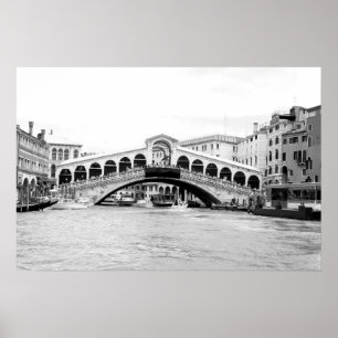 Póster Ponte preto e branco de Rialto, Veneza