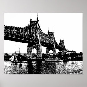 Poster Ponte Queensboro Boats Arte Marítima
