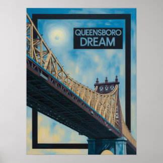 Poster Ponte Queensboro Queens Vista Dourada em Treliça