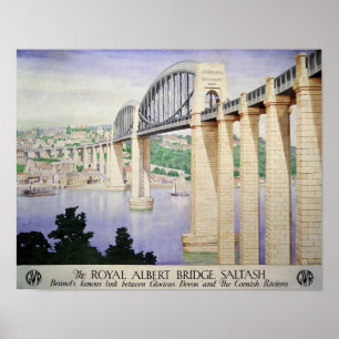 Poster Ponte Real Albert, Viagens vintage Saltash