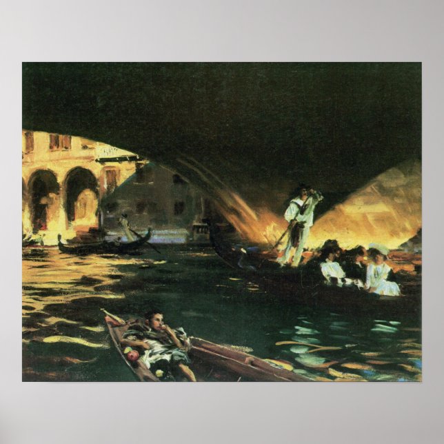 Poster Ponte Rialto, Grande Canal de John Singer Sargent (Frente)