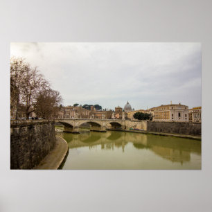 Poster Ponte Rio Tibre Vista Roma Itália