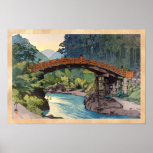 Póster Ponte sagrada em Nikko Hiroshi Yoshida hanga art
