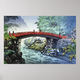 Poster Ponte Shinkyo em Nikko por Tsuchiya Koitsu
