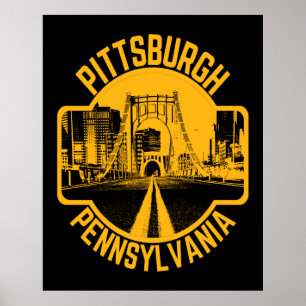 Poster Ponte Skyline City em Pittsburgh Pennsylvania