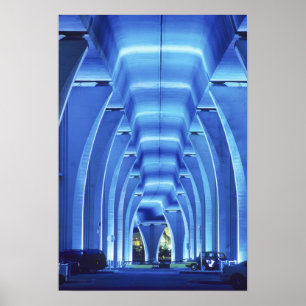 Póster Ponte, sob iluminação, Port of Miami,