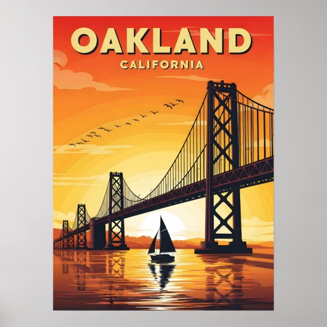 Poster ponte solar sobre a baía de Oakland California (Frente)
