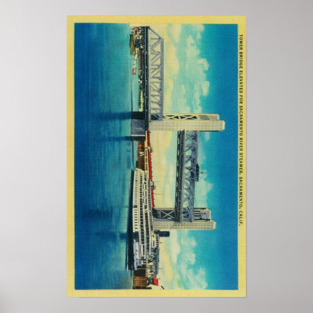 Póster Ponte Torre Elevada para o Rio Sacramento (Frente)