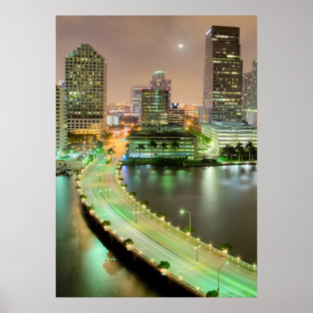 Poster Ponte vai através do rio até centro de Miami (Frente)