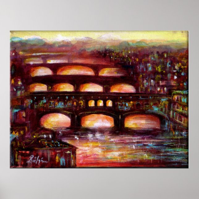 Poster Ponte Vecchio e Outras Pontes de Florença (Frente)