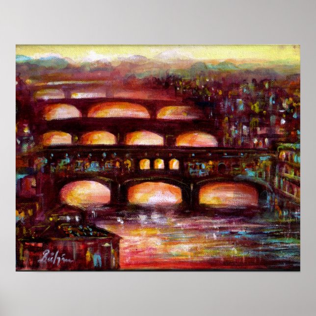 Poster Ponte Vecchio e Outras Pontes de Florença (Frente)