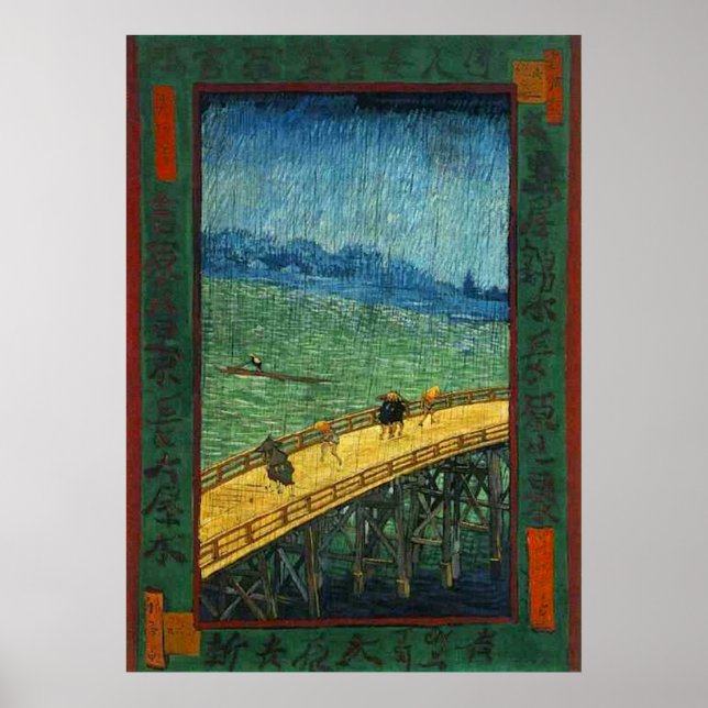 Póster Ponte Vincent van Gogh em Chuva (após Hiroshige) (Frente)