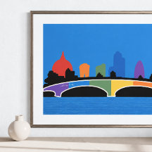 Ponte Waterloo Colorida Arte da Silhueta de Londre