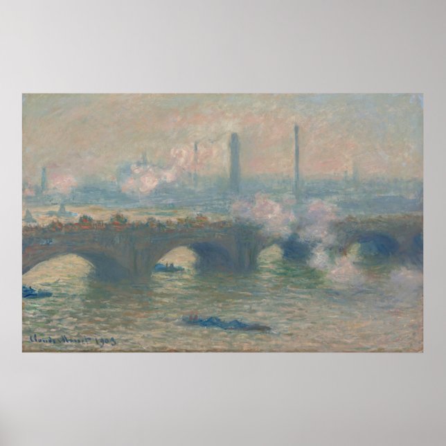 Poster Ponte Waterloo, Dia da Cinza - Claude Monet Fine A (Frente)