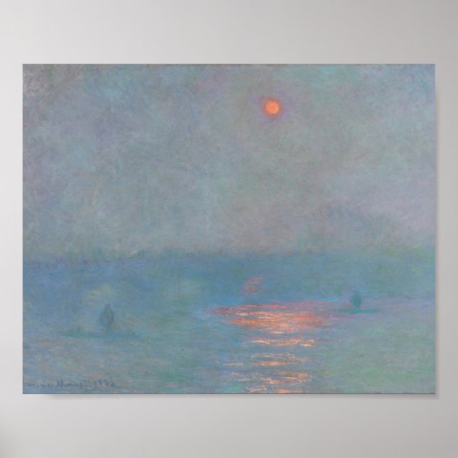 Poster Ponte Waterloo Efeito da Luz Solar no Fog Monet (Frente)