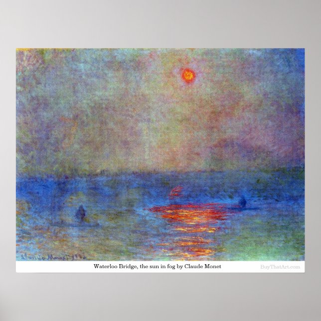 Poster Ponte Waterloo, o sol no nevoeiro de Claude Monet (Frente)