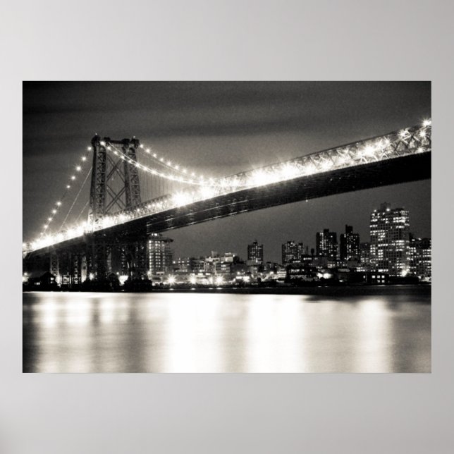 Póster Ponte Williamsburg em Nova Iorque à noite (Frente)