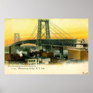 Poster Ponte Williamsburg, Nova Iorque, 1905 Vintage
