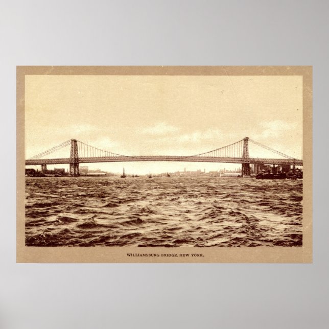 Póster Ponte Williamsburg, Nova Iorque de 1907 (Frente)