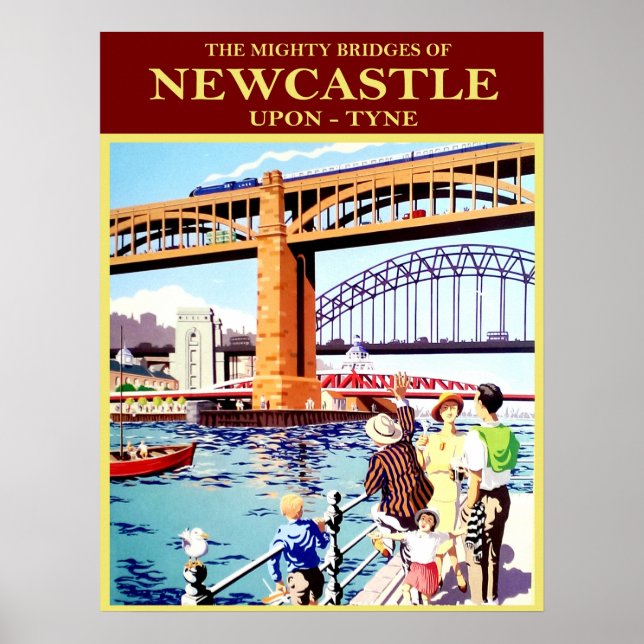 Poster Pontes poderosas de Newcastle, On-Tune, vintage (Frente)