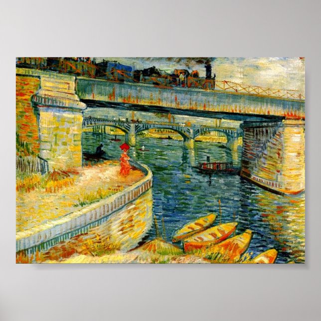 Poster Pontes Van Gogh através do Sena em Asrienes (Frente)