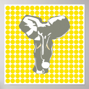 Póster Ponto amarelo dourado do safari com elefante do