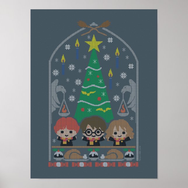 Poster Ponto Cruz Cartoon JANTAR DE NATAL EM HOGWARTS™ (Frente)