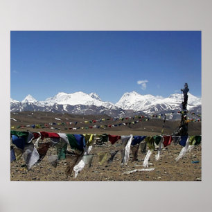 Póster Ponto culminante do platô tibetano na maneira a