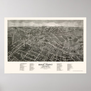 Póster Ponto culminante, mapa panorâmico do NC - 1913